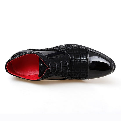 and Patent Oxford Red Block Heel Men's Shoes Black Leather