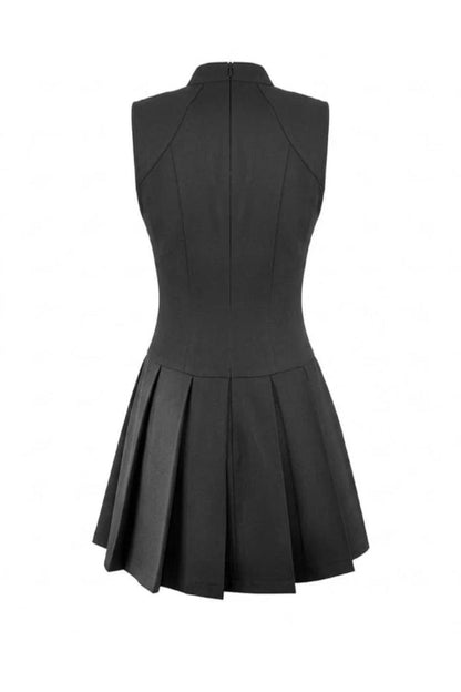 No-Sleeve Cobweb Sheer Mesh Lace-Up Punk Mini Dress