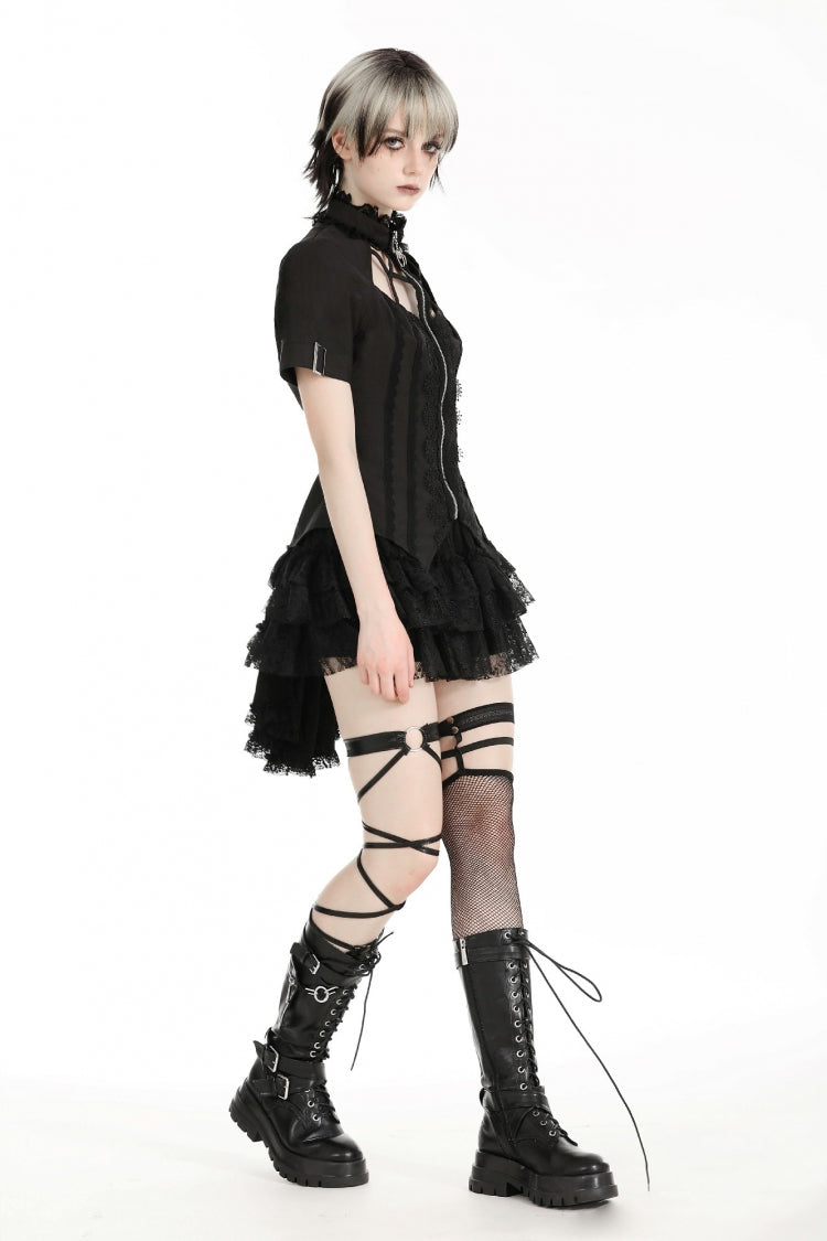 Spider-Shaped Cut-Out Punk Blouse for Women