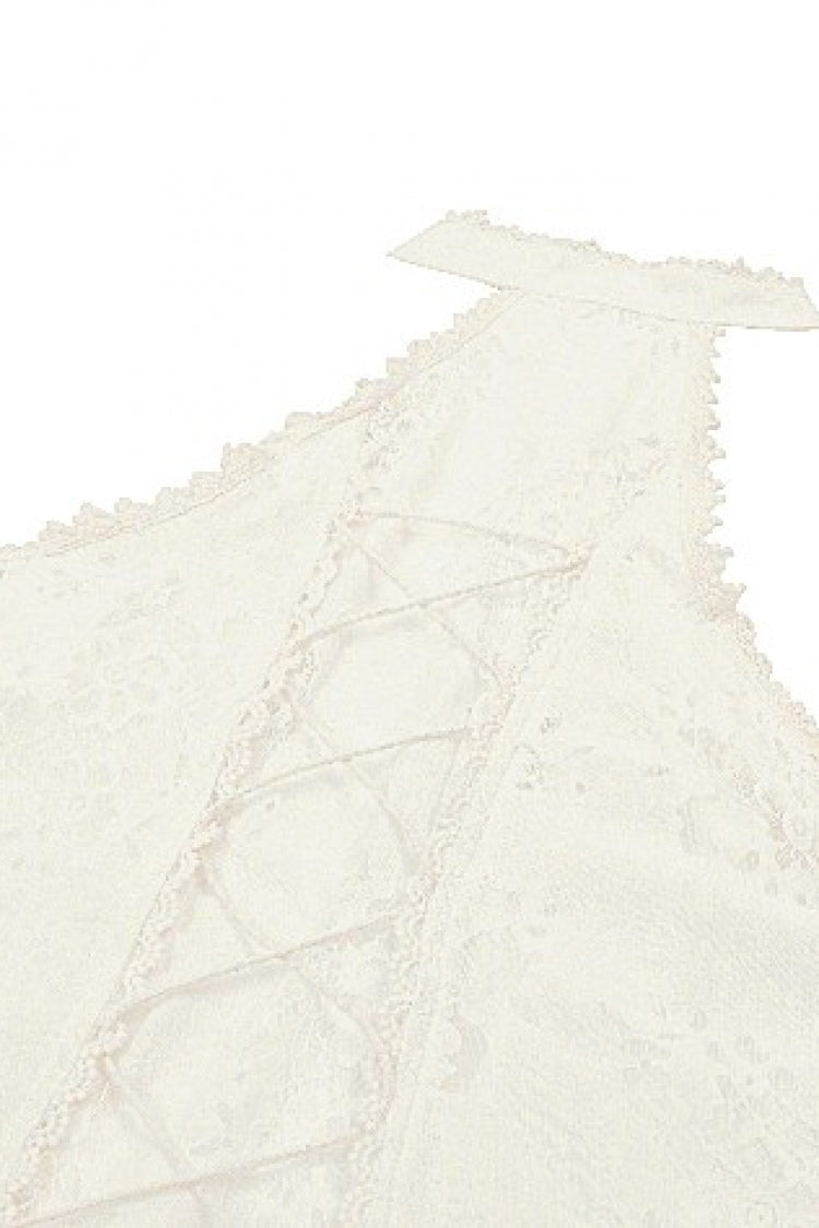 Steampunk Women's Dress with Halter Off-Shoulder Lapel Collar & Flare Sleeves, Cream