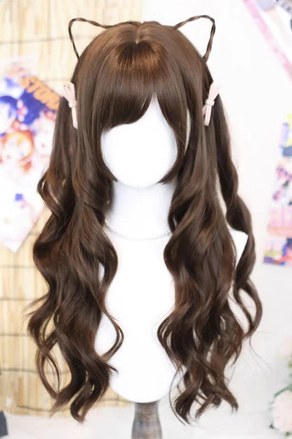 Japanese Sweet Lolita Long Wig with Curls and Wispy Bangs in Two Shades - KawaiiDream