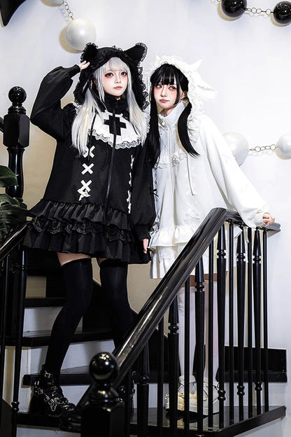 Zippered Sweet Lolita Sweatshirt - Ruffled Handsome Coat