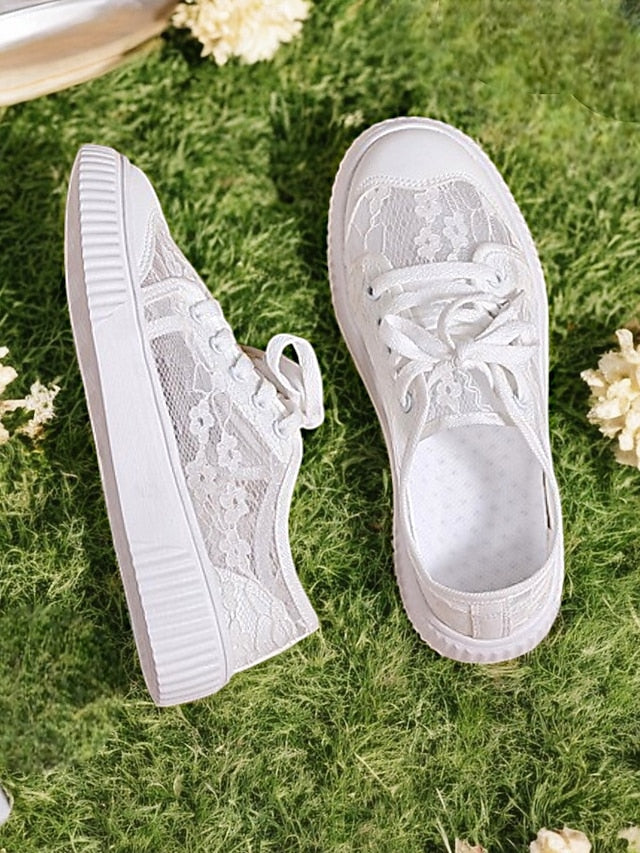 Lace Bridal Wedding Floral Shoes – for Women Sneakers Casual