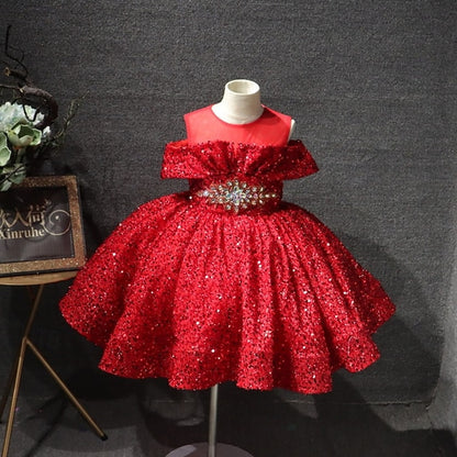 Short Dress Solid Color Sleeve Kids Girls' Party