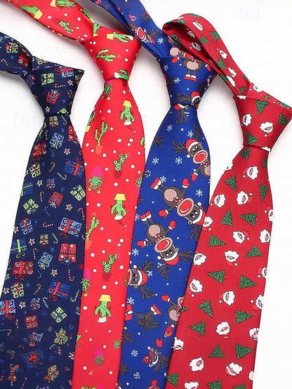 Tie Fun Christmas Men's and Polyester Silk Tree Santa –