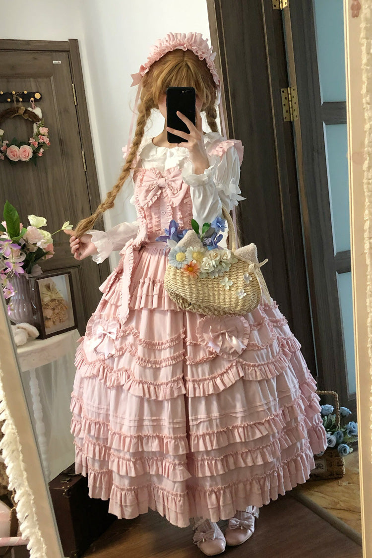 Blush Multi-Layered Ruffle Bow Sweet JSK - Heart In Love