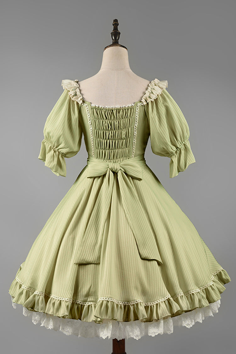 Midsummer Galaxy Solid Short Sleeve Ruffled Bow Lolita OP Dress
