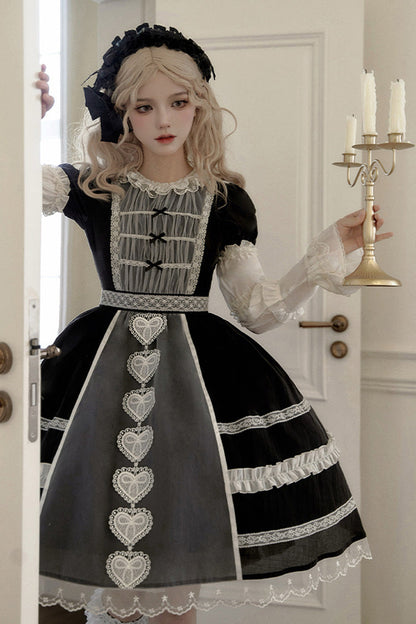 Princess-Style JSK Dress with Bowknot Cardigan and Short Sleeves in Two Colors - RoyalSweet