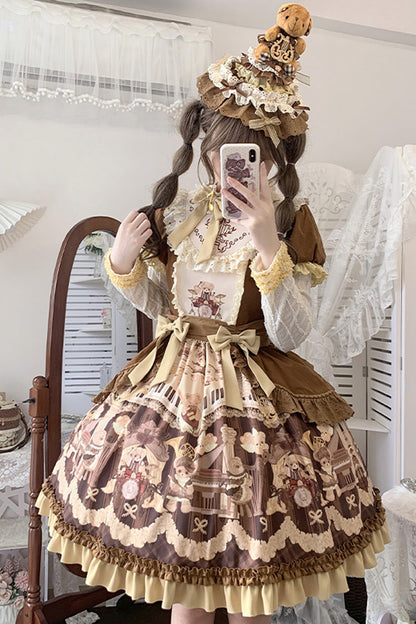 Little Bear Concerto Print Bow Princess Lolita Gown