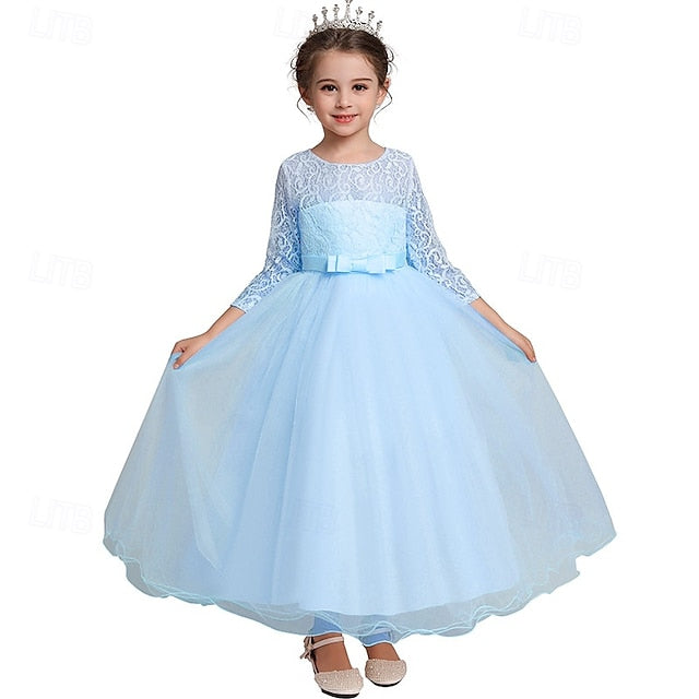 Kids Flower Girl Sleeve Dress Girls' Wedding Half