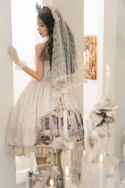 Gorgeous Vintage Hymn Print Sweet Lolita JSK Dress with High Waist, Cream