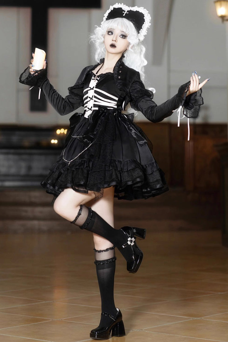 Prisoner-Inspired Ruffle Bow Gothic Princess JSK Dress