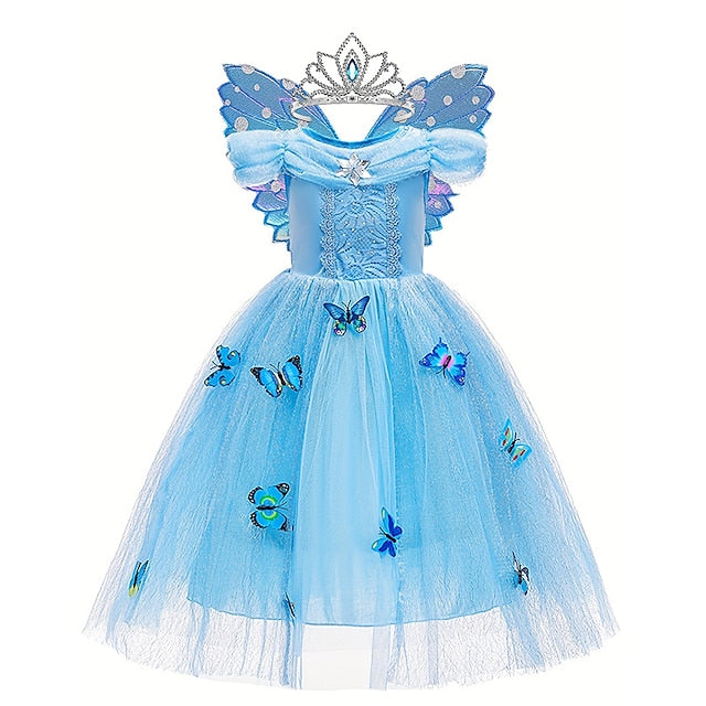 Party Elsa Tulle Dress Flower Frozen Girl Princess Theme Costume
