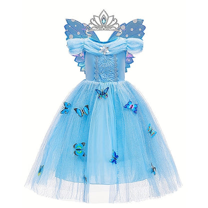 Party Elsa Tulle Dress Flower Frozen Girl Princess Theme Costume