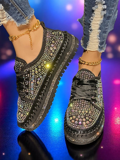 Sparkling Sneakers with Silver Women's Accents Rhinestone