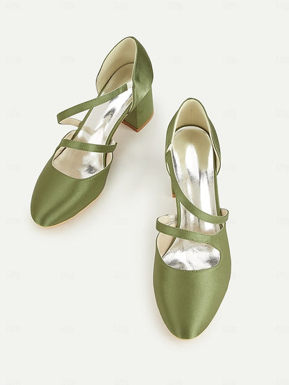 Green Women's Heels Satin – Jane Mary Elegant 1950s Block