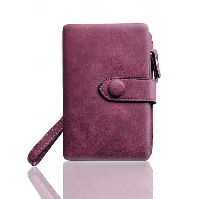 with Leather Women's Wrist Strap Faux Pink Wallet –