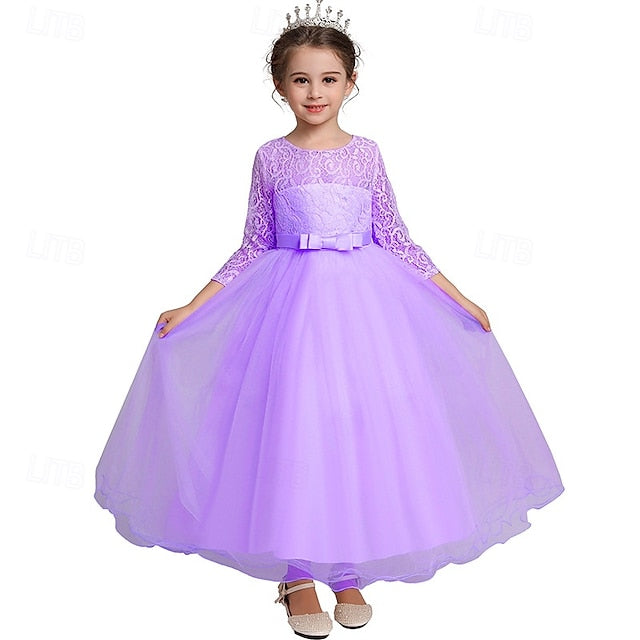 Kids Flower Girl Sleeve Dress Girls' Wedding Half