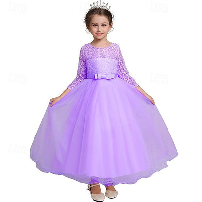 Kids Flower Girl Sleeve Dress Girls' Wedding Half