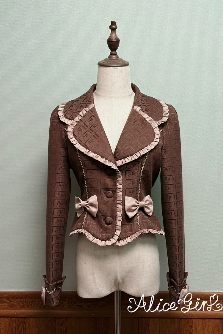 Teddy Chocolate Bar Embroidered Lace-Up Lolita JSK Dress and Skirt - Classic