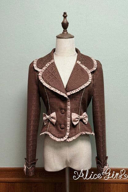 Teddy Chocolate Bar Embroidered Lace-Up Lolita JSK Dress and Skirt - Classic