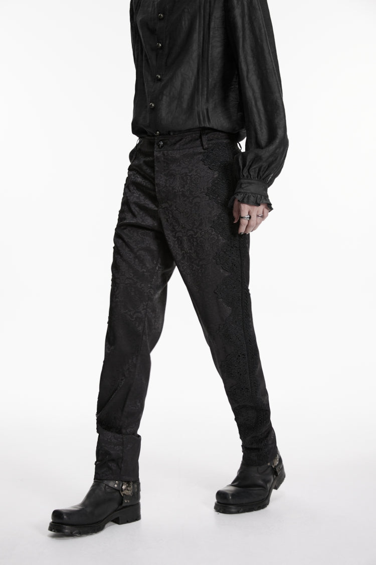Men's Gothic Gorgeous Handsome Slim Pants in Black Jacquard