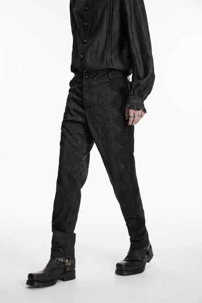 Men's Gothic Gorgeous Handsome Slim Pants in Black Jacquard