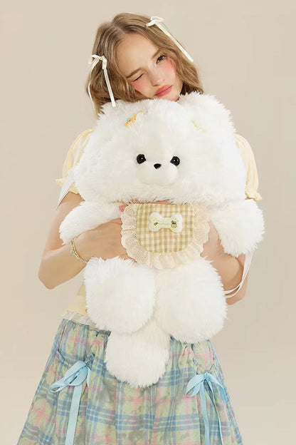 Ivory Cute Samoyed Plush Dog Backpack for Lolita Style
