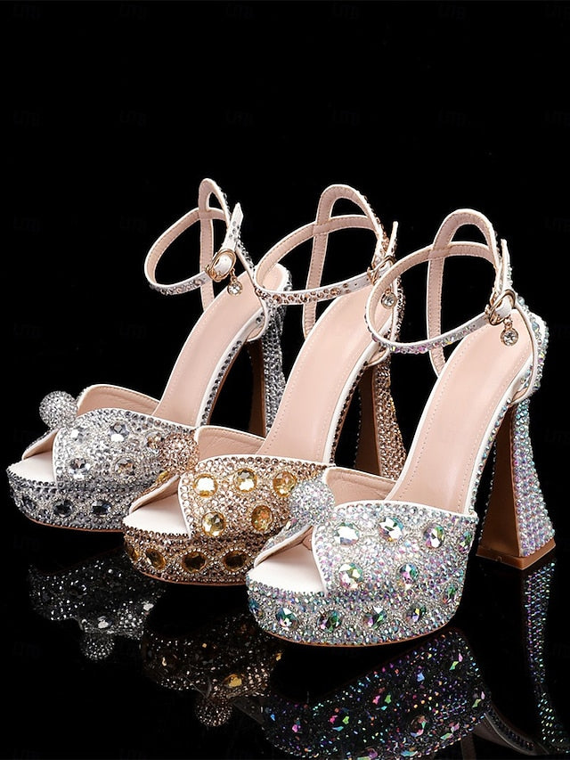 Platform with Women's Rhinestone Sandals Matching High Heel