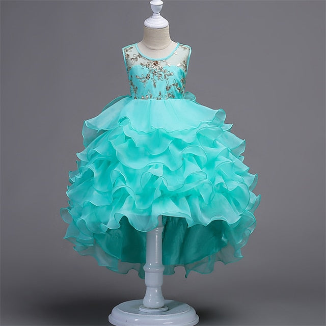 Floral Party 4-13 Dress Girls' Kids Ruffle Wedding Summer