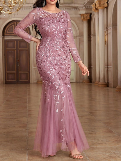 Dress Party Mother the Neck Floor Crew Bride of Elegant