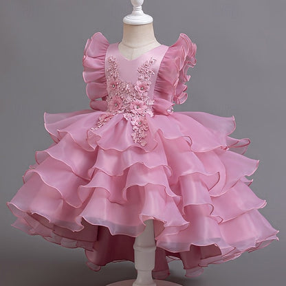 Girls' Dress Asymmetrical Kids Party Floral