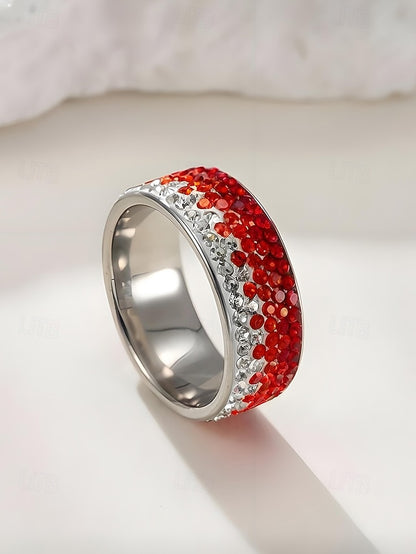 Stylish Stainless Steel Ring Men's Christmas Red –