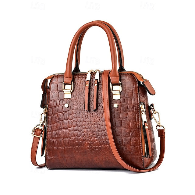 Crocodile Handbag with Women’s Leather Faux Tassel Pattern