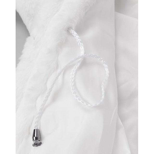 Coat Black Long Jacket Faux Sherpa Fur Women's White