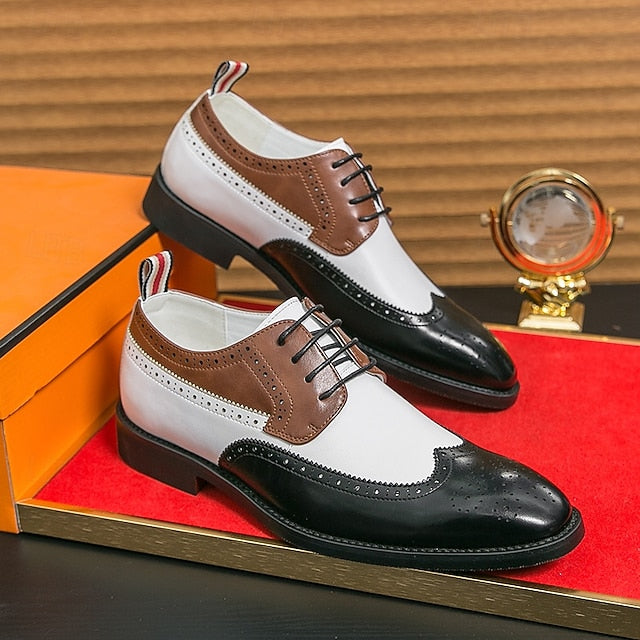 Shoes Tri-Color Brogue in Black Oxford Wingtip Men's