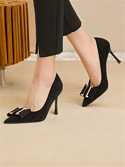 Elegant Toe Teal Kitten Velvet Heel Pointed Women's Pumps -
