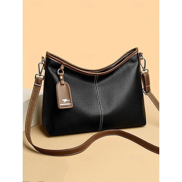 Bag Brown Hobo Leather Faux with Accents Green