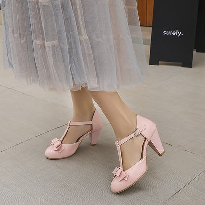 Heels Retro Green Chunky 1950s T-Strap Vintage Bow – Mint with