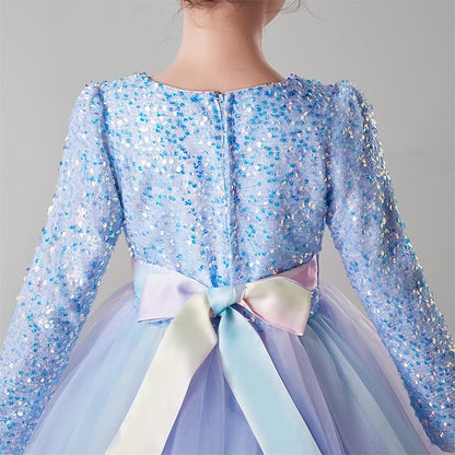 Color Girls' Long Solid Kids Dress Flower Girl Party