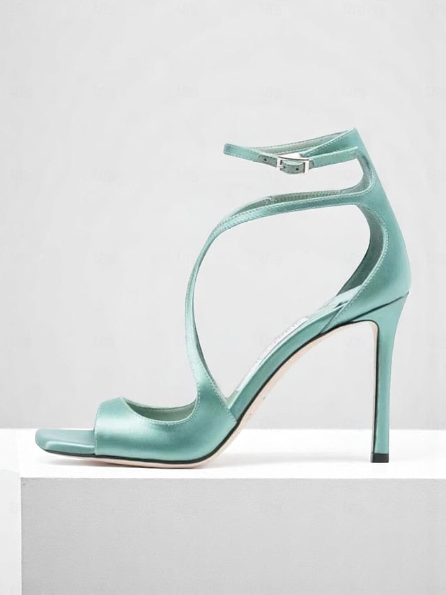 Satin Elegant Heels Crisscross - Stiletto Lavender Women's