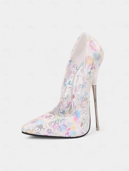 High Red Jacquard Women's Stiletto Heels