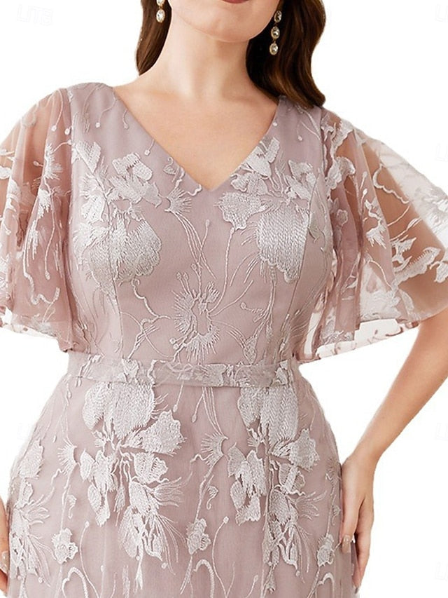 Bride of Plus Dress Mother Size Neck V the Curve Elegant