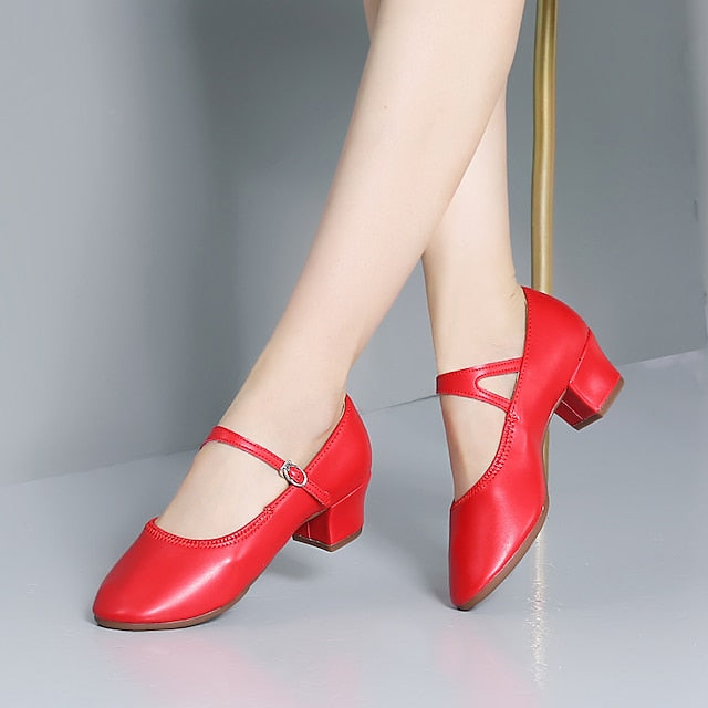 Mary Shoes Gold Women's Jane Low Dance with Heel Buckle