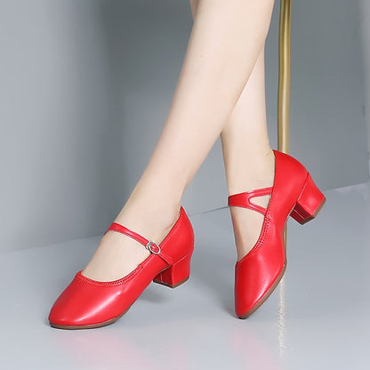 Mary Shoes Gold Women's Jane Low Dance with Heel Buckle