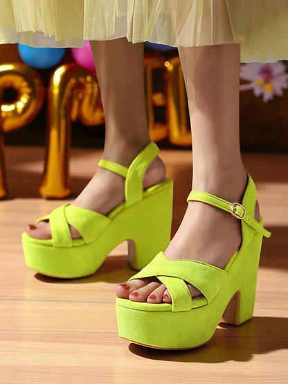 Suede Hot - with Ankle Pink Sandals Platform Strap Women's