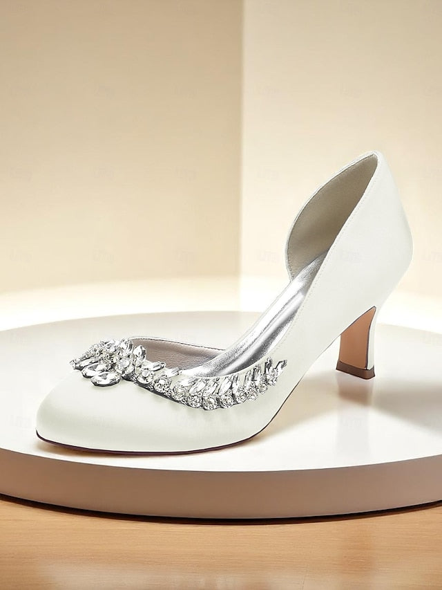 Kitten Round Women's Heels Heel Silver - Satin Low Toe