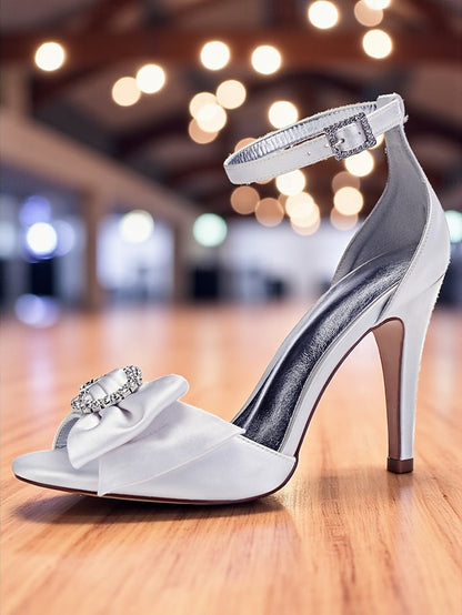 Women's Satin High Heel Purple with Rhinestone Sandals