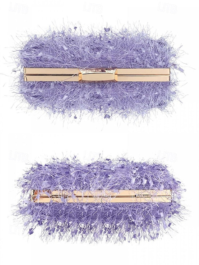 Women's Evening with Feathered Clutch Chic Strap Chain