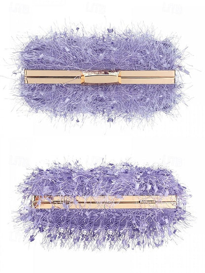 Women's Evening with Feathered Clutch Chic Strap Chain